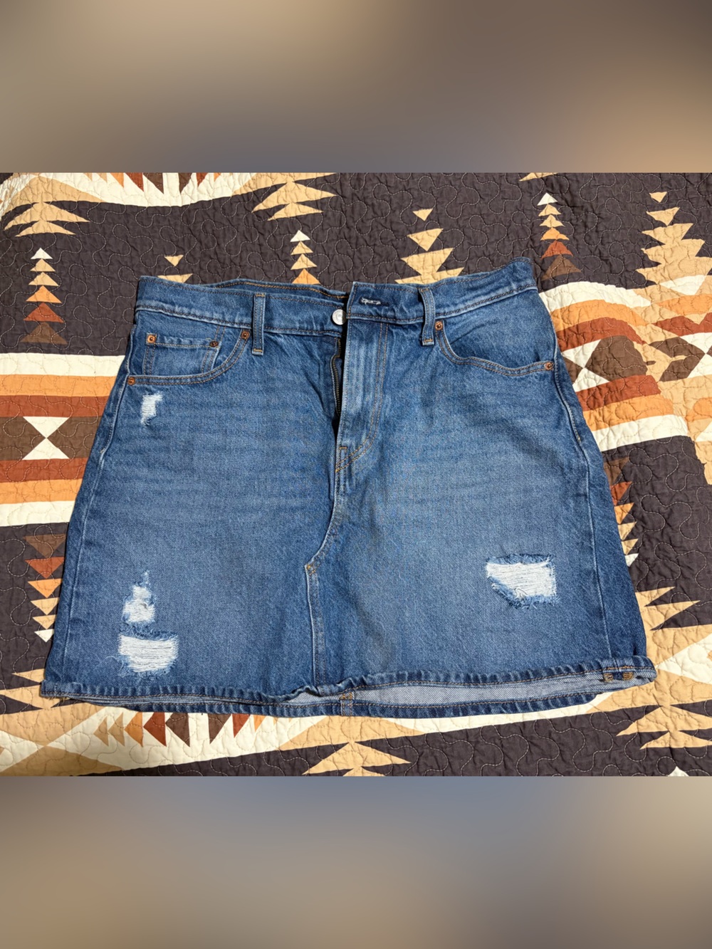 Levi’s Denim Mini Skirt with Distressed Details